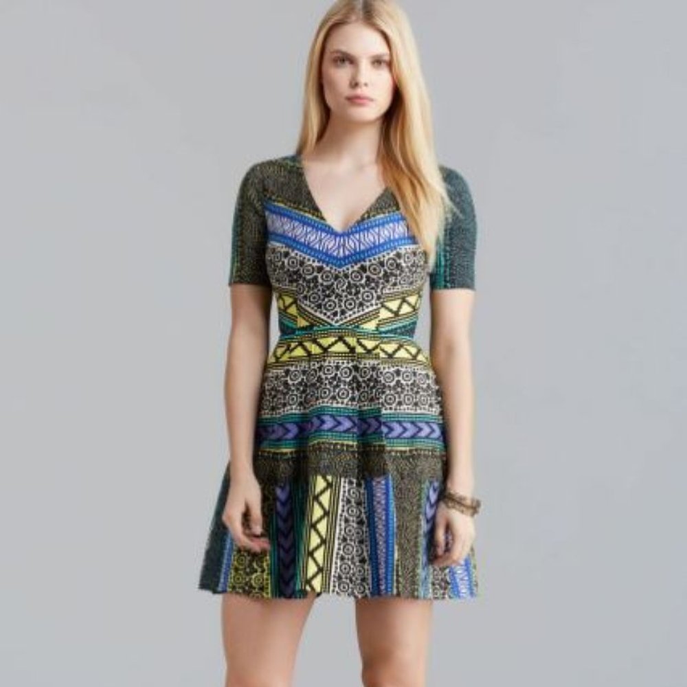 Plenty by Tracy Reese Women's Peruvian Stripe Directional Cap Sleeve Dress